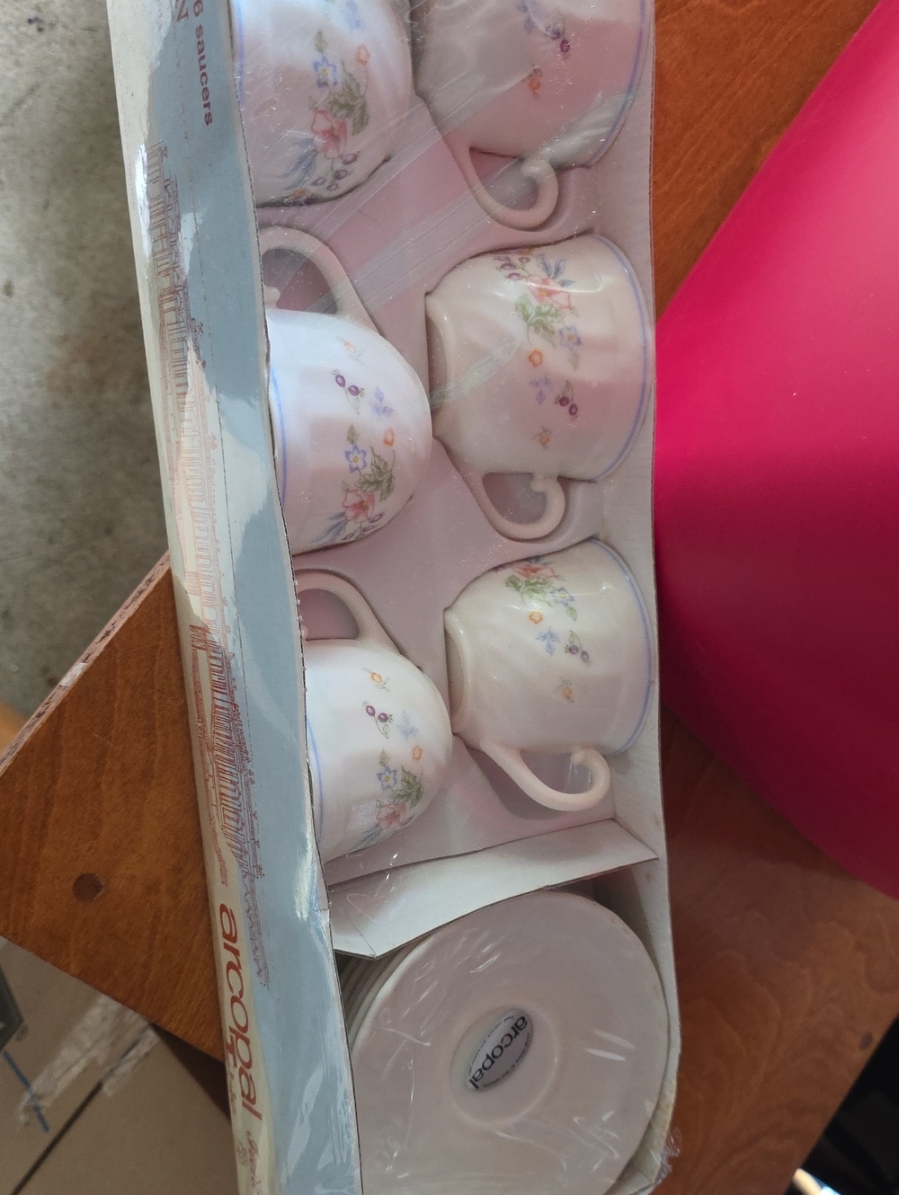 ARCOPAL Tea Cups Set Of 6 W/ Saucers New In pkg